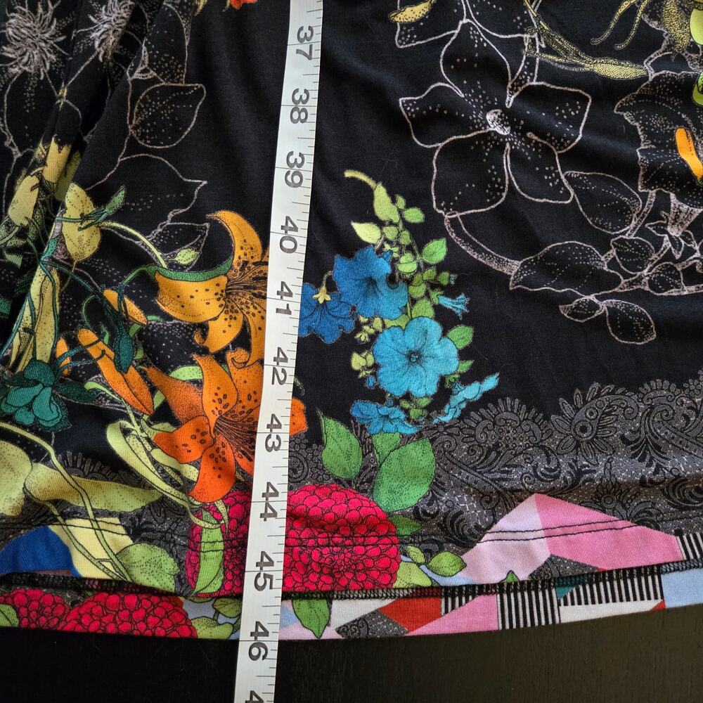 Johnny Was Floral Jersey Knit Colorful Nero Sequence Tiered Tea Length Dress - Picture 11 of 12
